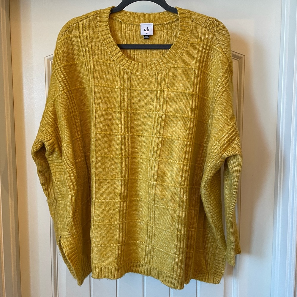 CABI Stitch Mix Oversized Mustard Pullover Sweater Style #4039 Size M Medium